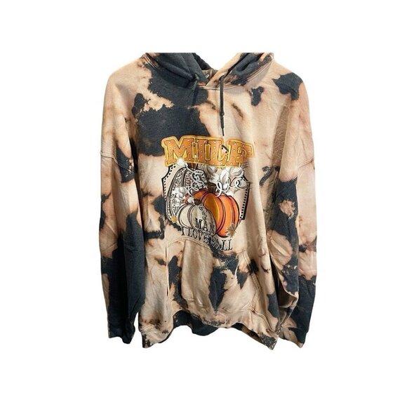 MILF "Man I Like Fall" Acid Dyed Womens Hoodie Sweatshirt 2xl Gray Casual - Picture 1 of 4